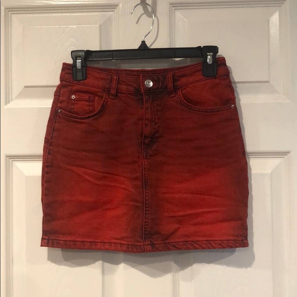 Red Denim Skirt